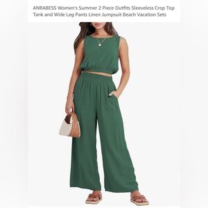 NWT green linen top and pants set